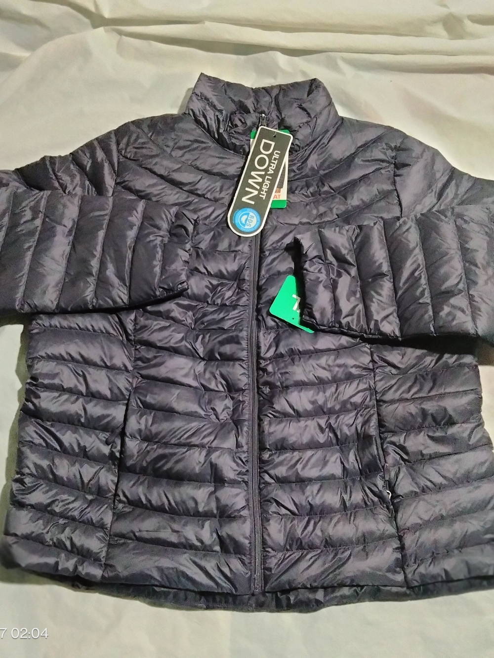 32 Degrees Heat Women's Ultra Light Duck Down Puffer Jacket Purple Blue XL NWT
